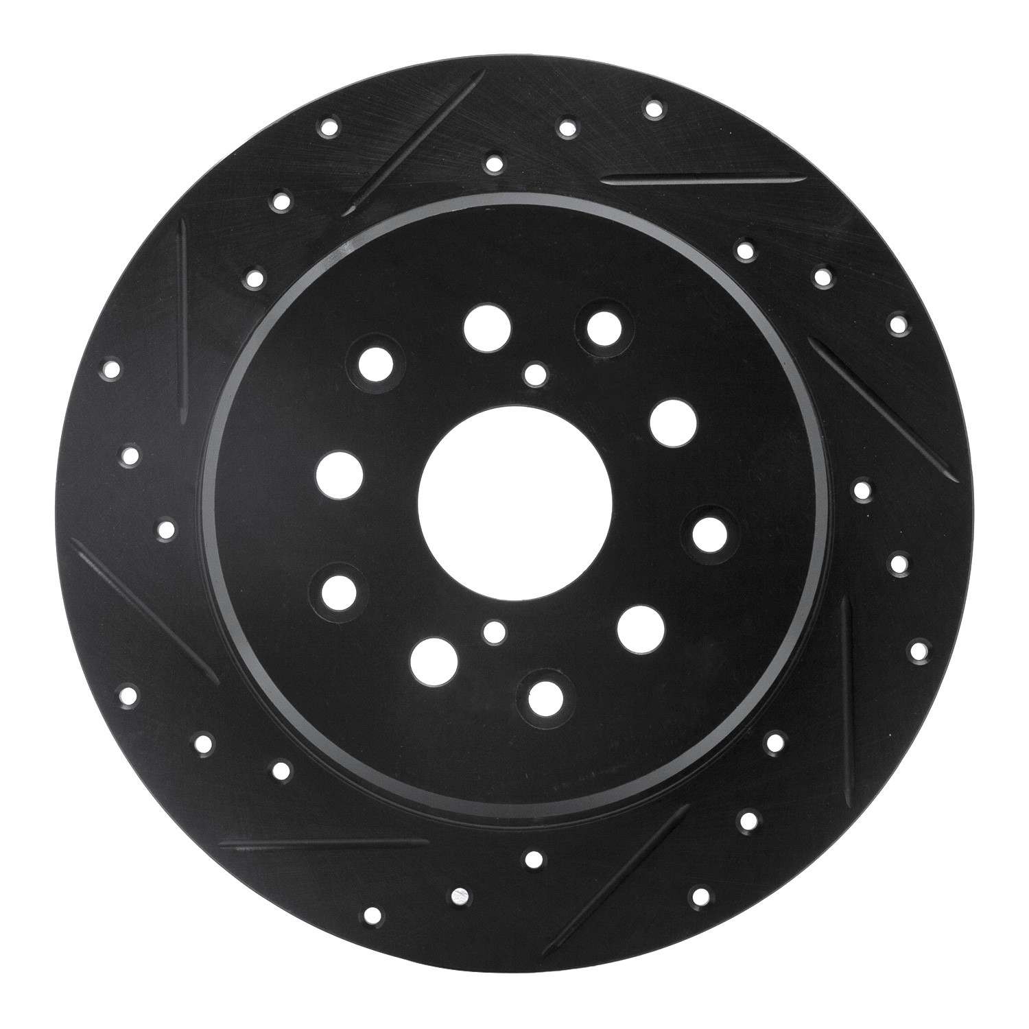 R1 Concepts 98-10 Lexus GS430 Rear Left Drilled & Slotted Black Brake Rotor