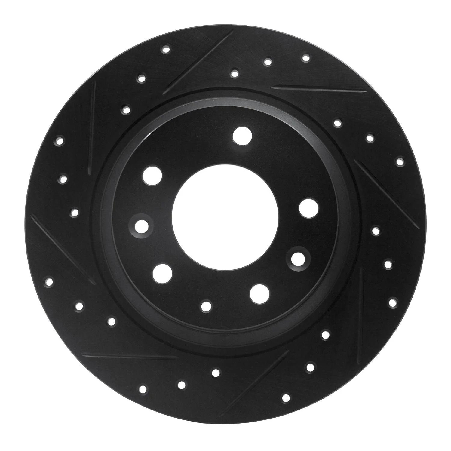 R1 Concepts 98-15 Ford Fusion Rear Left Drilled & Slotted Black Brake Rotor