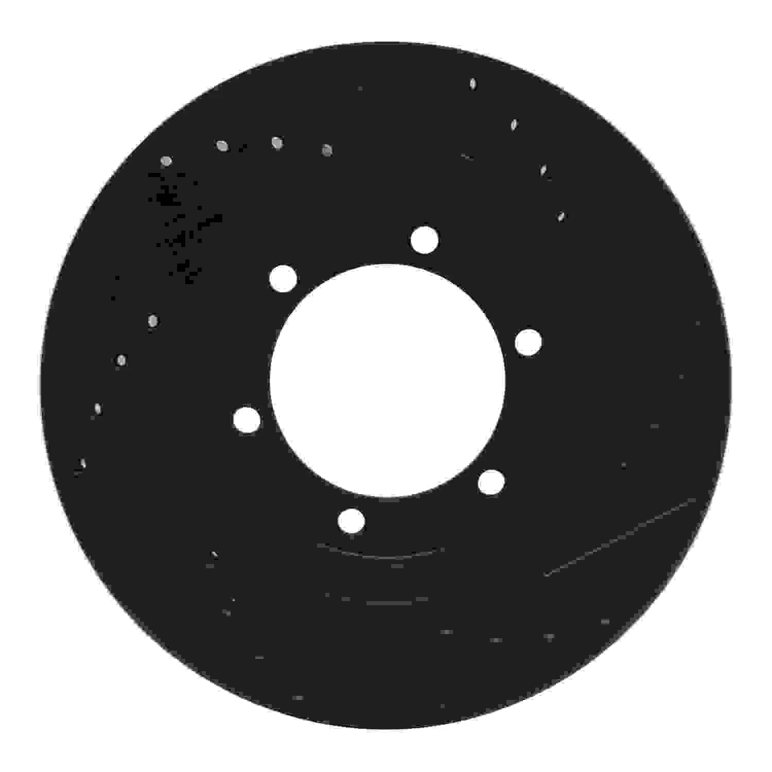 R1 Concepts 98-15 Nissan Frontier Front Left Drilled & Slotted Black Brake Rotor - Image 2