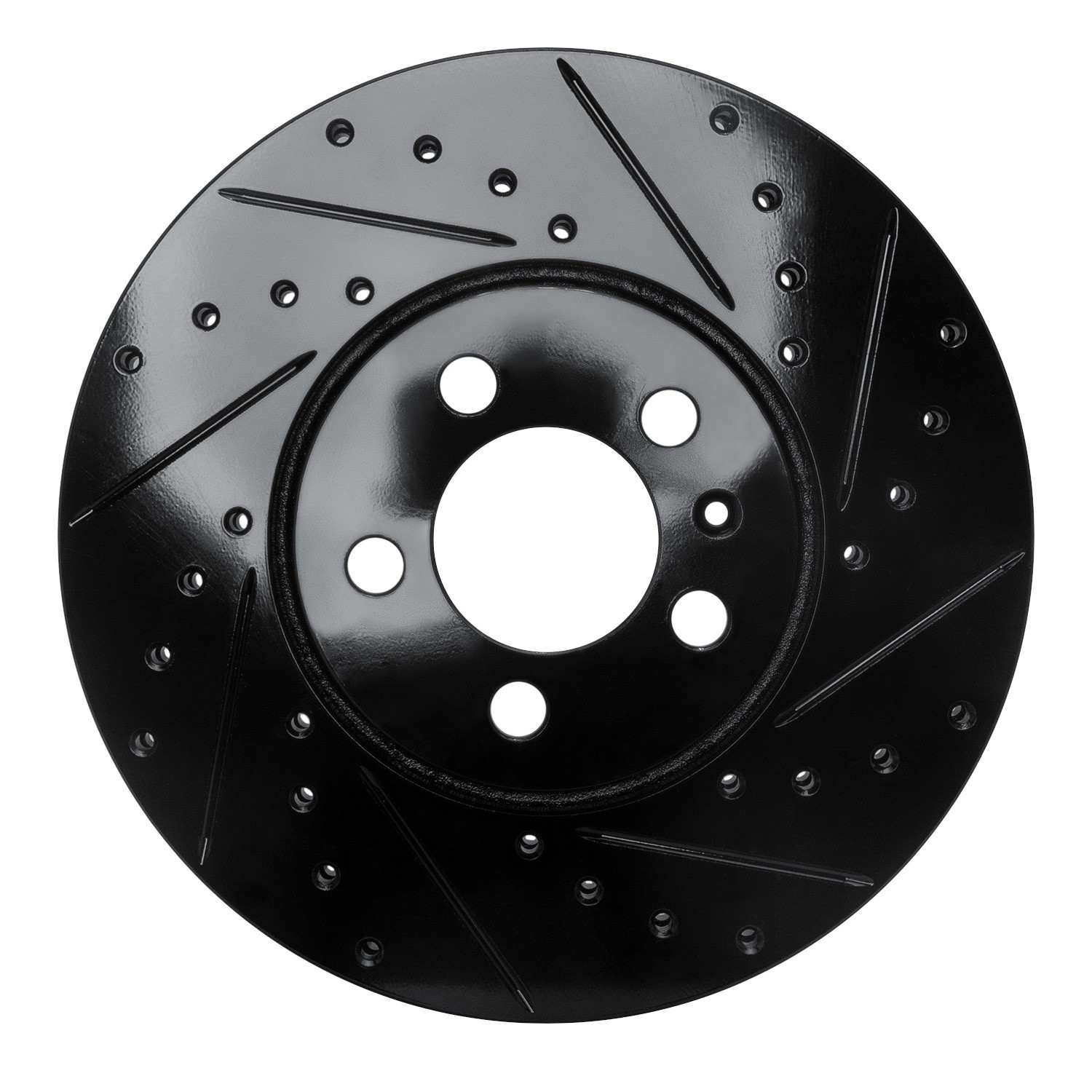 R1 Concepts 98-18 Audi A1 (Mexico) Front Right Drilled & Slotted Black Brake Rotor
