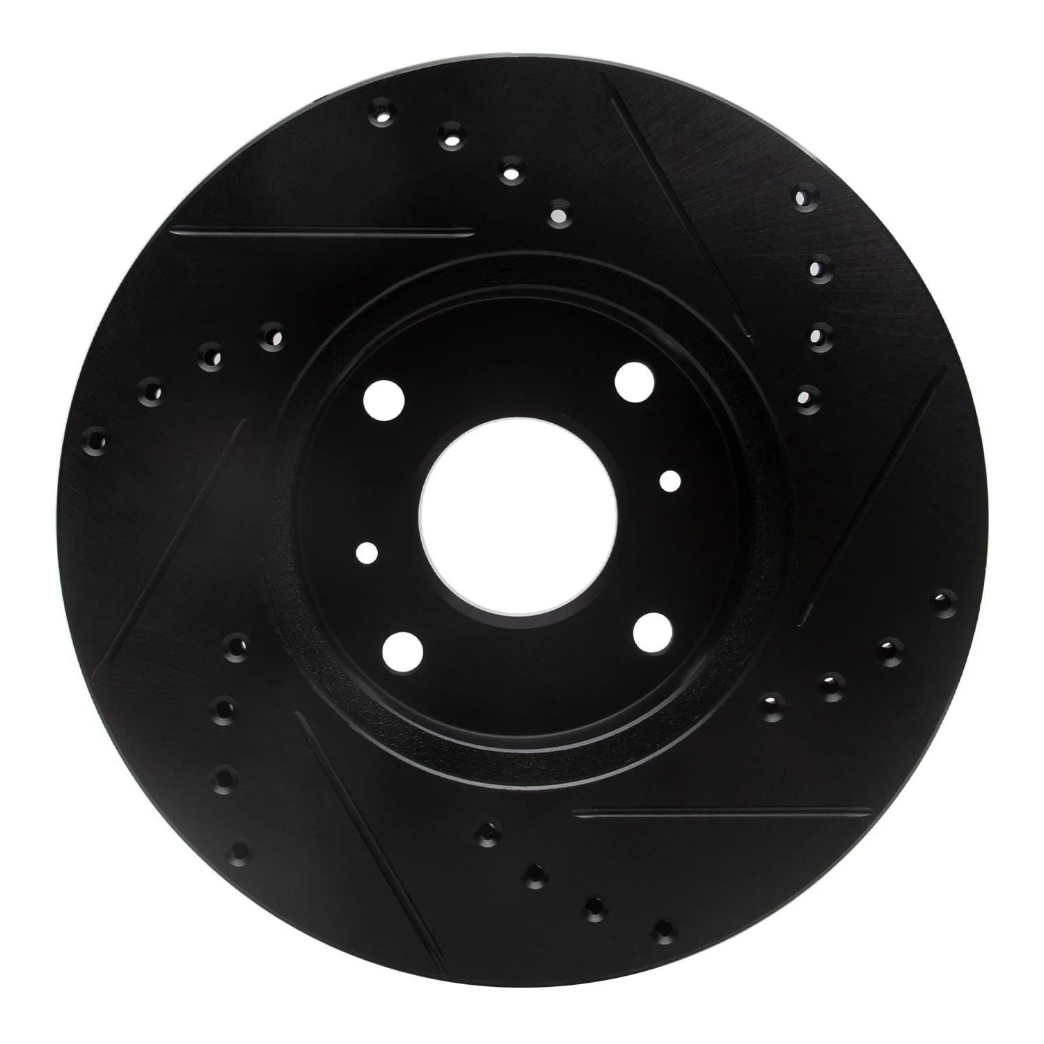 R1 Concepts 98-99 Acura CL Front Left Drilled & Slotted Black Brake Rotor - Image 2