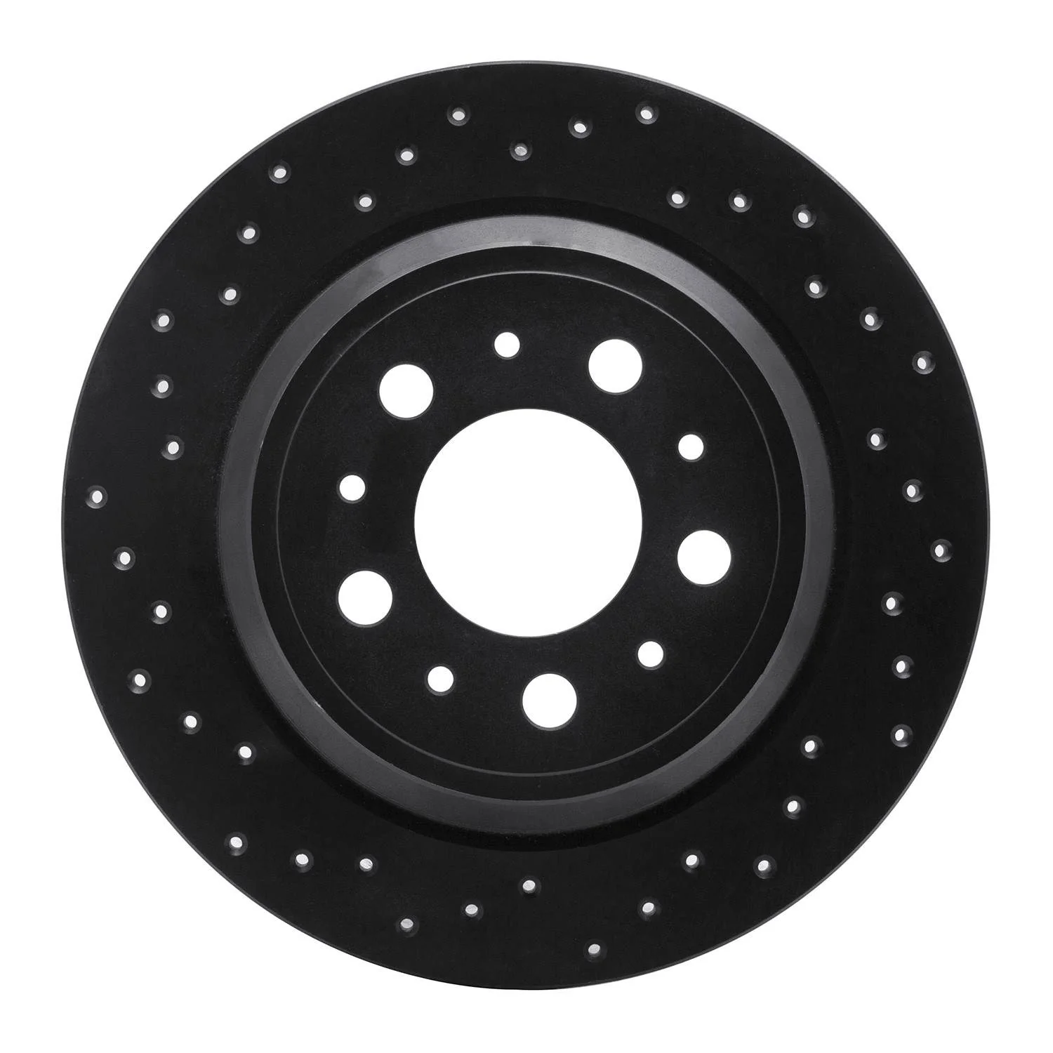 R1 Concepts 99-00 Volvo S70/V70 Rear Left Drilled Black Brake Rotor