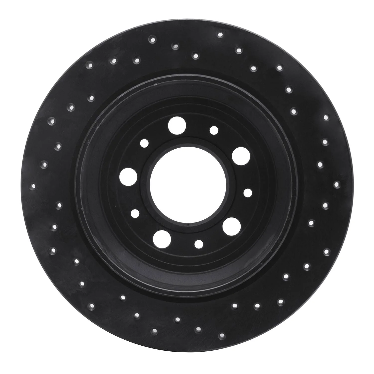 R1 Concepts 99-00 Volvo S70/V70 Rear Left Drilled Black Brake Rotor - Image 2