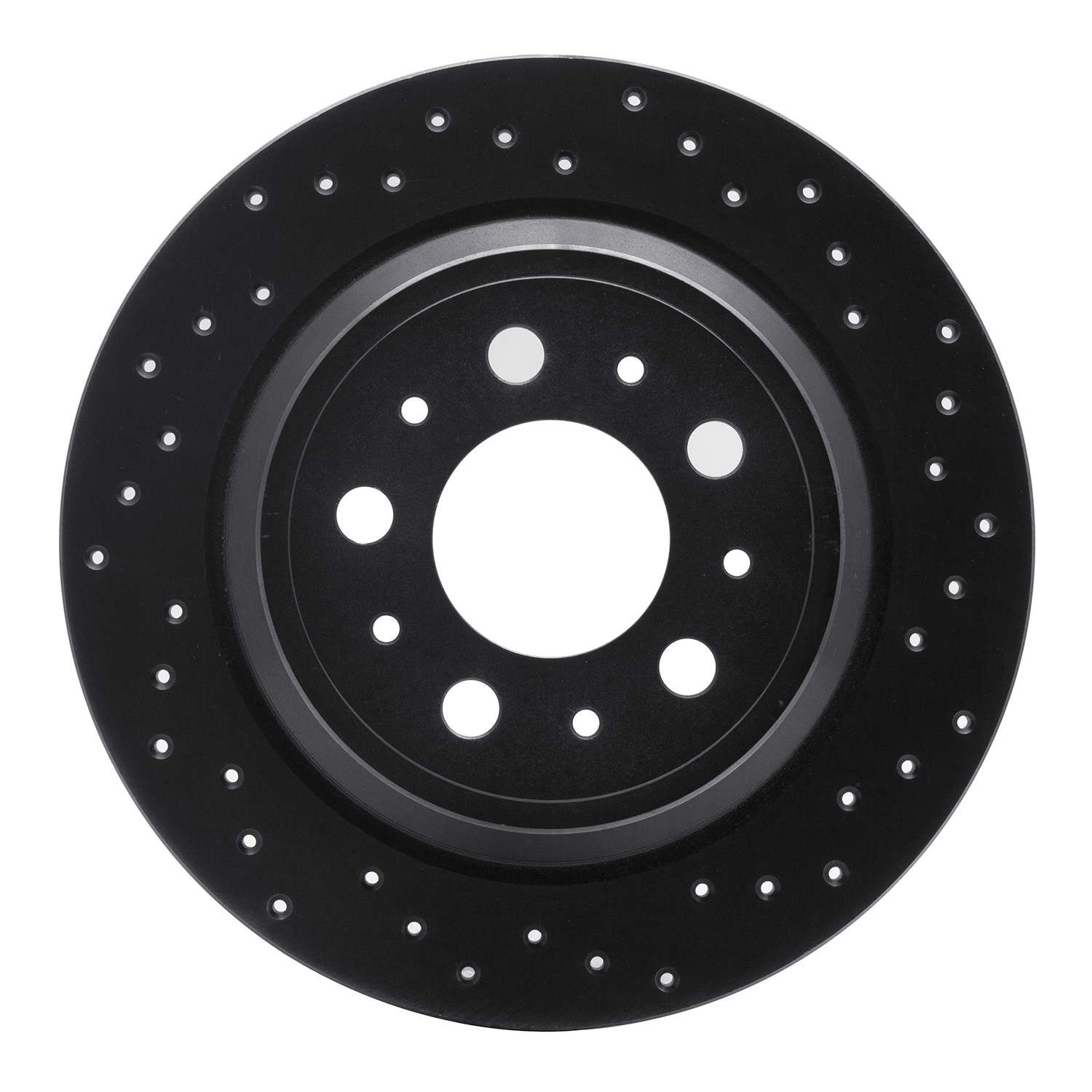 R1 Concepts 99-00 Volvo S70/V70 Rear Right Drilled Black Brake Rotor