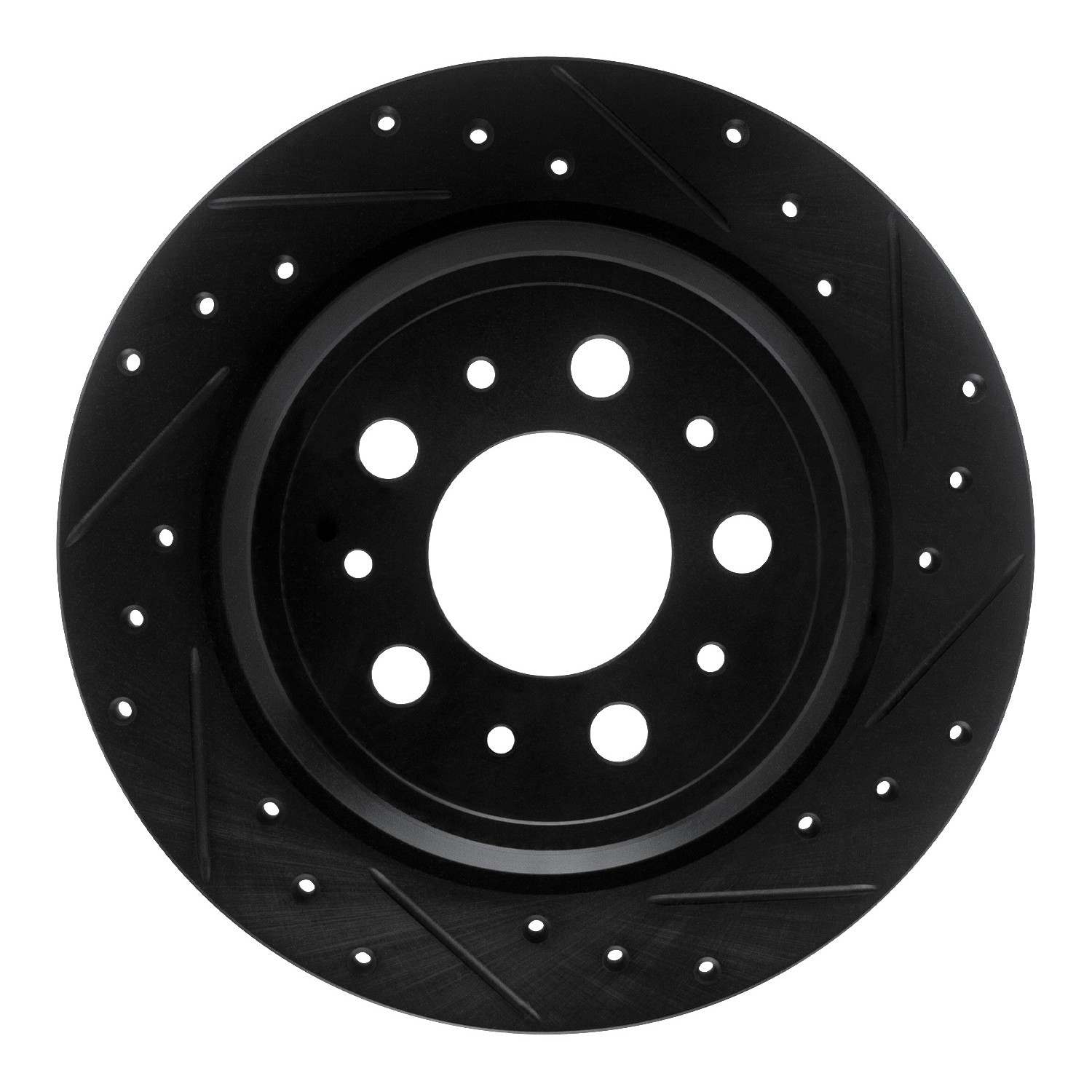 R1 Concepts 99-00 Volvo V70 Rear Right Drilled & Slotted Black Brake Rotor