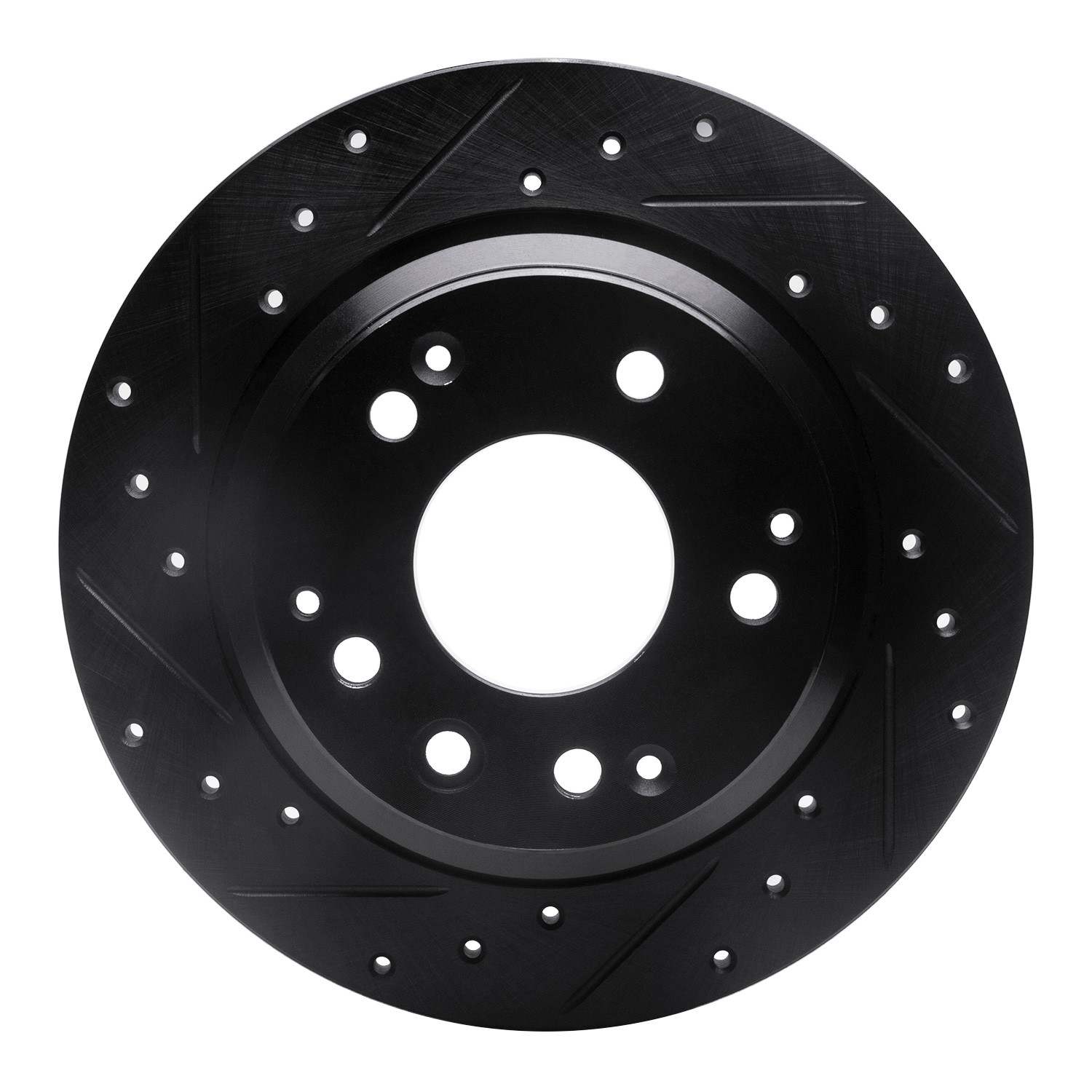 R1 Concepts 99-01 Acura RL Rear Left Drilled & Slotted Black Brake Rotor