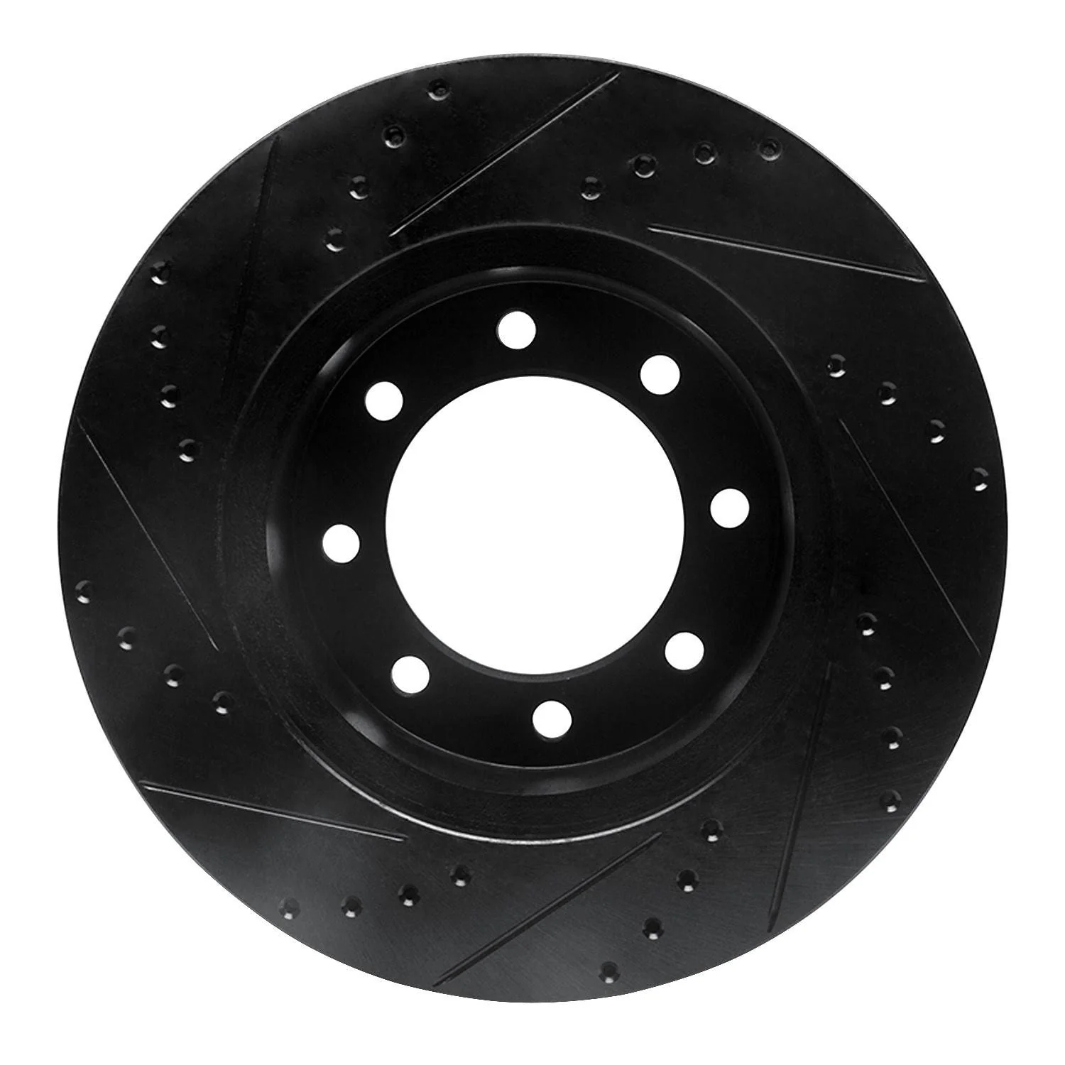 R1 Concepts 99-01 Ford F-450 Super Duty Front Right Drilled & Slotted Black Brake Rotor - Image 2