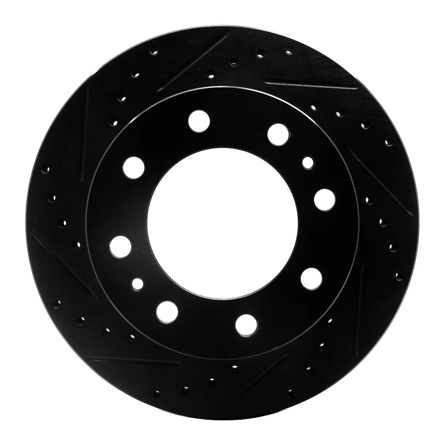 R1 Concepts 99-01 Ford F550 Super Duty Front Left Drilled & Slotted Black Brake Rotor - Image 3