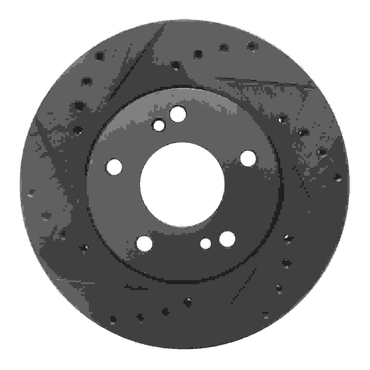 R1 Concepts 99-01 Infiniti I30 Front Left Drilled & Slotted Black Brake Rotor