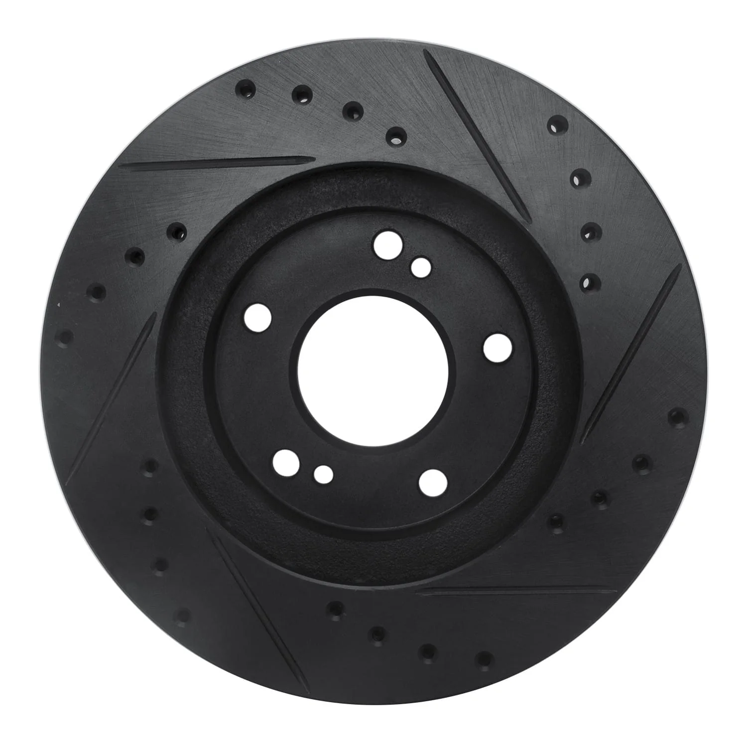 R1 Concepts 99-01 Infiniti I30 Front Left Drilled & Slotted Black Brake Rotor - Image 2