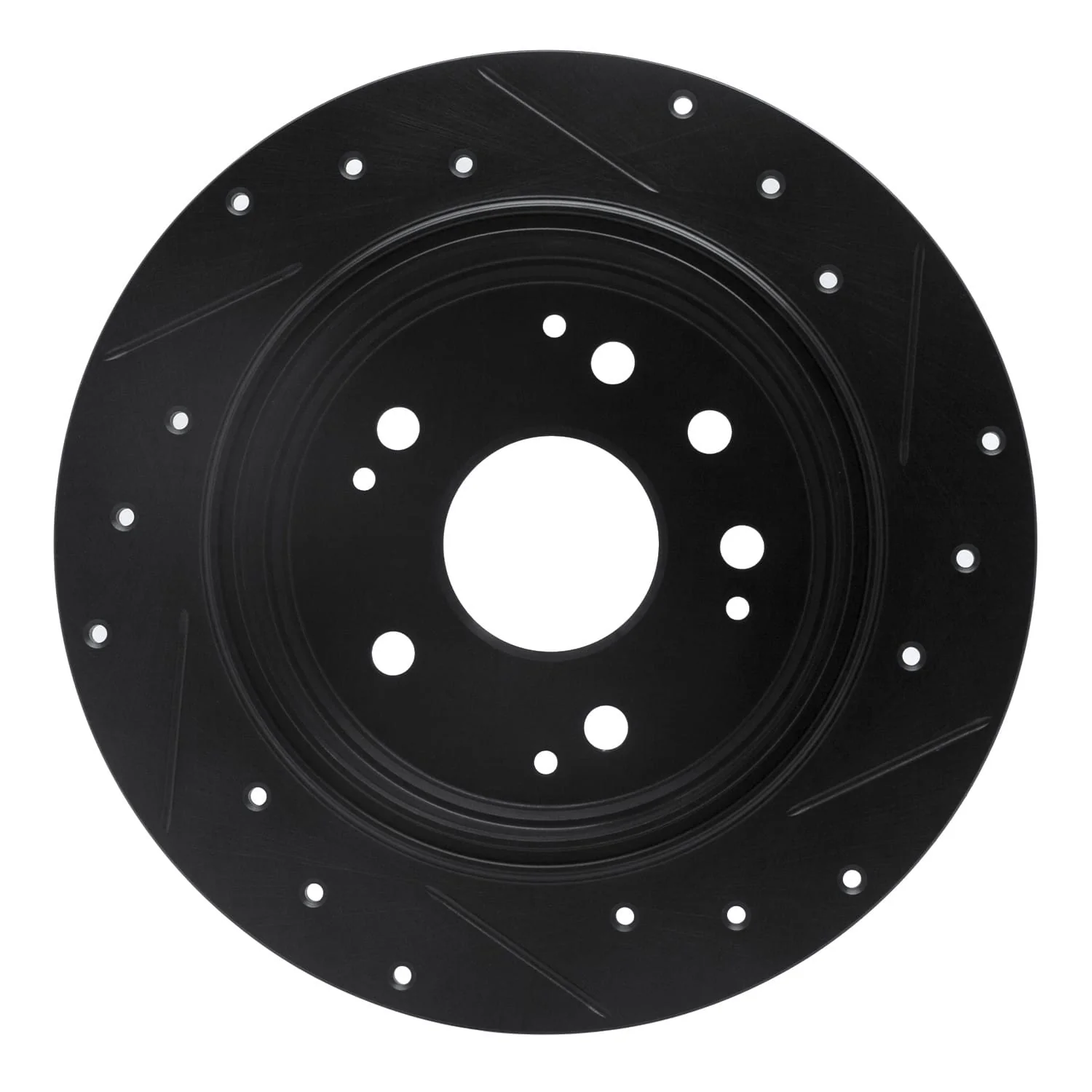 R1 Concepts 99-03 Acura Tl Rear Left Drilled & Slotted Black Brake Rotor - Image 2