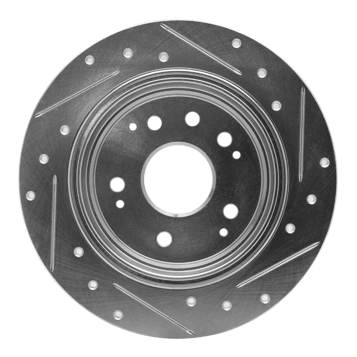 R1 Concepts 99-03 Acura Tl Rear Left Drilled & Slotted Silver Brake Rotor - Image 2